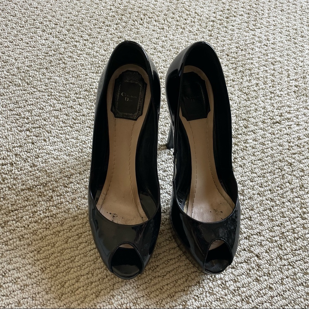 Black Open Toed Dior Pumps